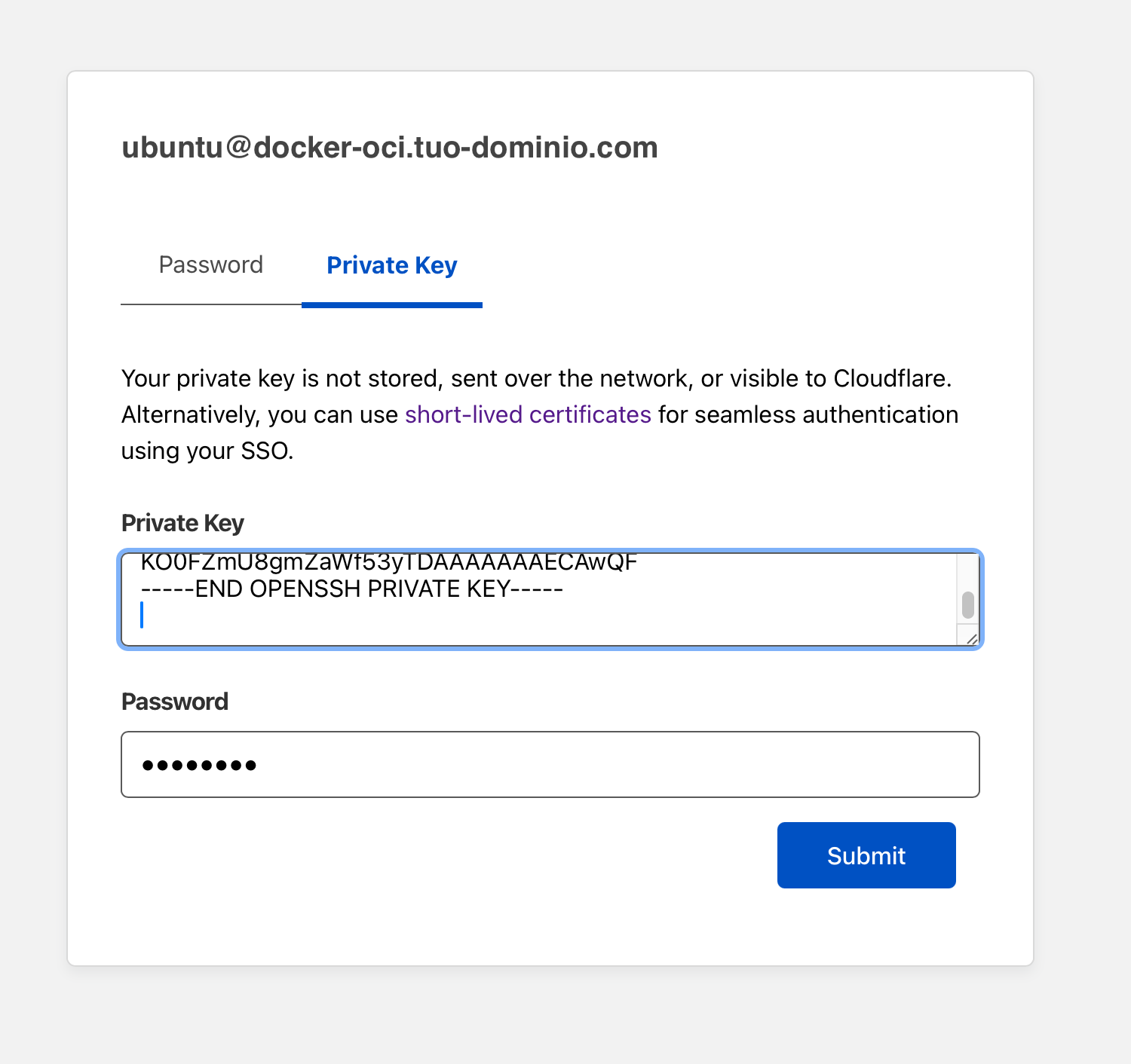 oci cloudflare ssh key